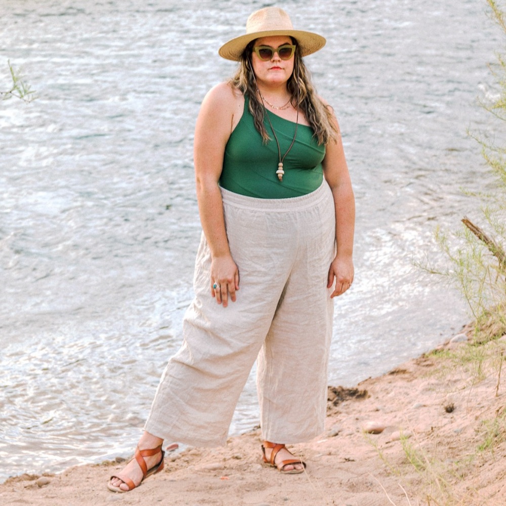 Nicole & Rose 3X Casual Beige 100% Linen Pants